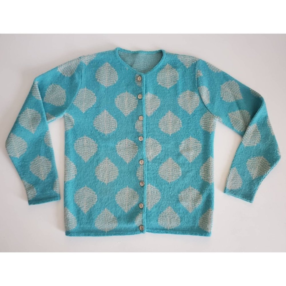 60s Leaf Print Cardigan Sweater